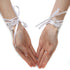 Girls Ivory Pearl Adorned Lace Fingerless Communion Flower Girl Gloves - SophiasStyle.com